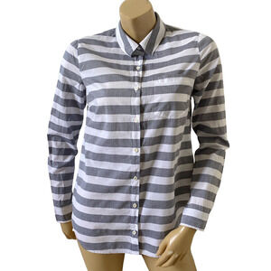 FOREVER 21 Womens Size XS Striped Long Sleeve Button Front Collared Top Shirt